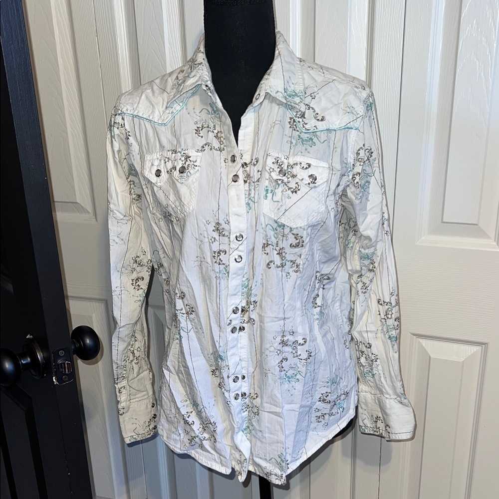 Ariat White Floral Embroidered Women's Top
